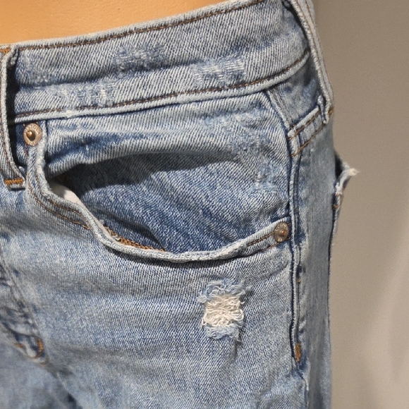 Pistola Ripped Light Blue Cropped Jeans - Picture 3 of 10